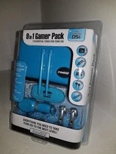 New Blue dreamGEAR 9 in 1 Starter Kit Case Earbuds Car Charger for Nintendo DSi 