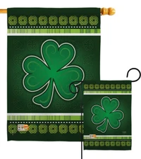 Shamrock St.Patrick leprechaun clover lucky Irish-Garden House Yard Flag Banner