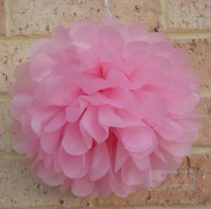 12x 25cm Rosa Papel Pompones Flores Boda Fiesta Baby Shower Evento Lugar Decoración Foto 3 de 4