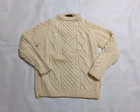 VTG Cornel Wool Fisherman Sweater Mens Knit Hand Loomed in Ireland Cream 90s