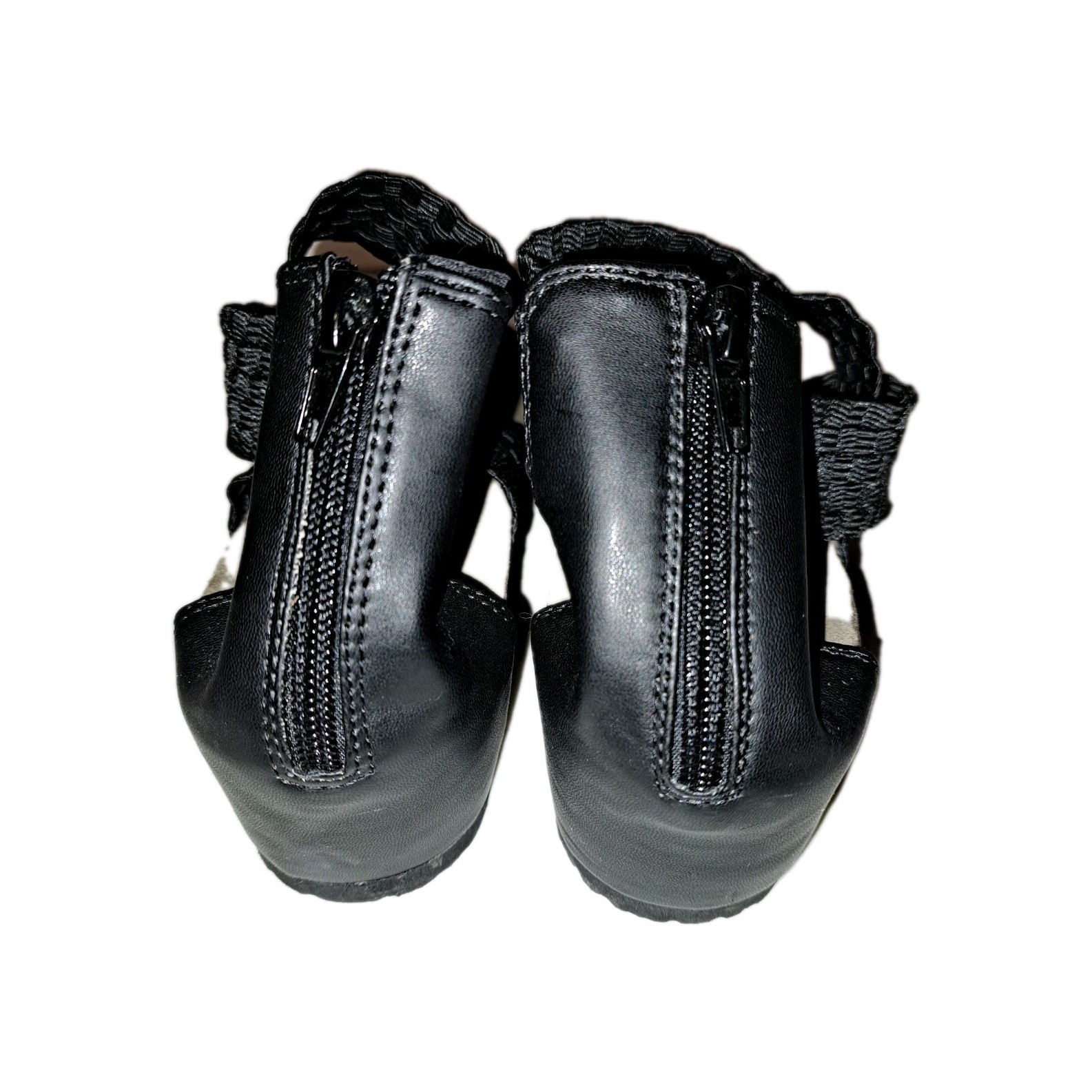 APL Sandali casual Muk Luks neri tessuto elasticizzato zip sughero zeppa donna taglia US 8