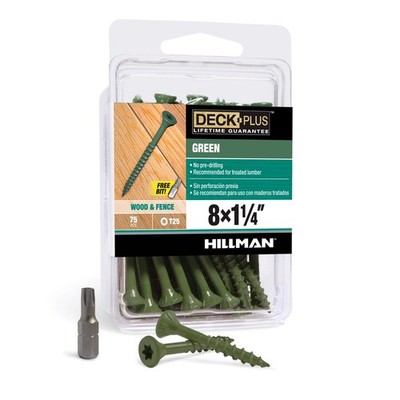 Deck Plus 42584 Green Star Drive Flat Head Exterior Deck Screw #8 x 1-1/4 L in.