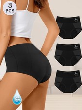 3Pcs High Waist Period Panties Women 3-Layer Leakproof Reusable Briefs Underwear