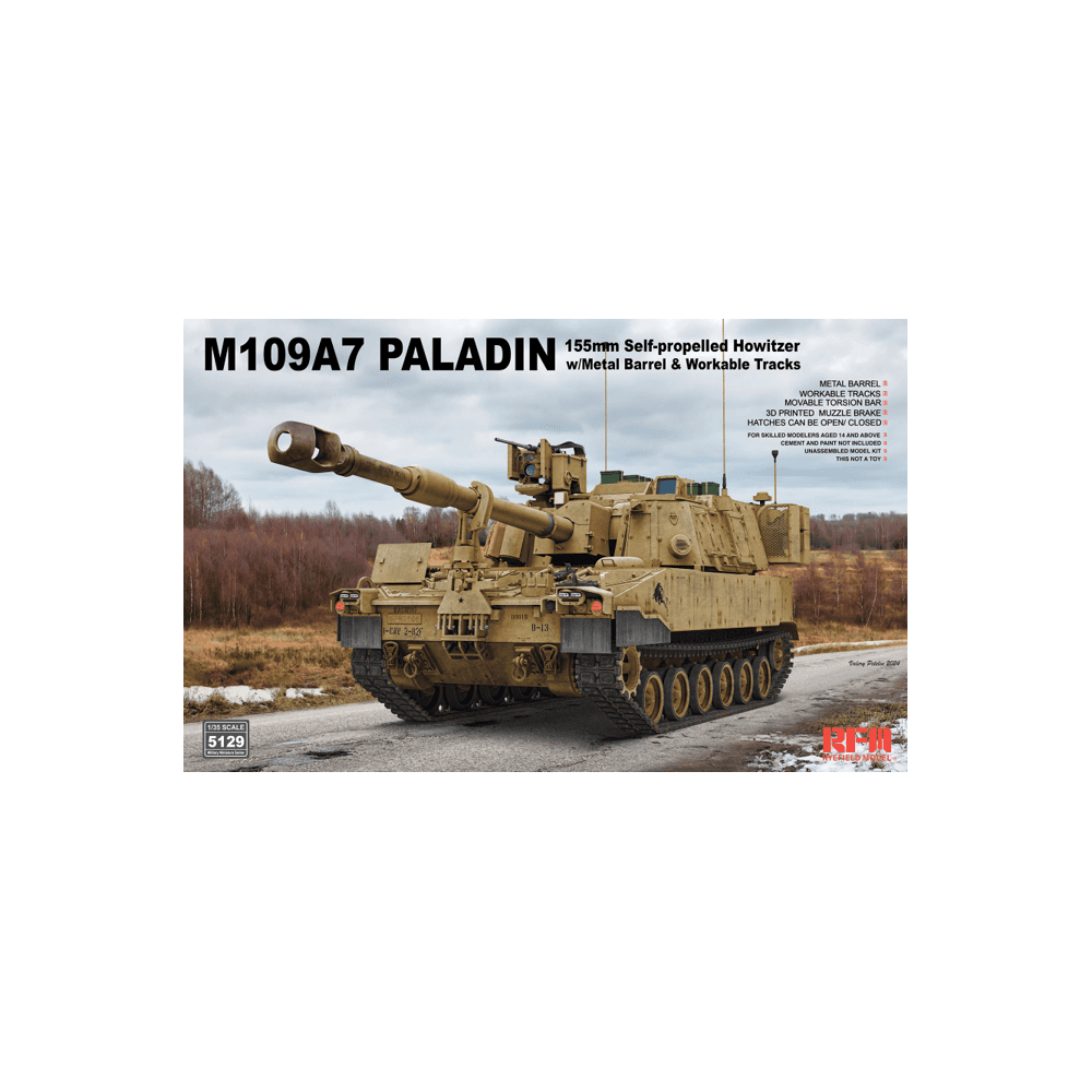 Rye Field Model 1:35 M109A7 PALADIN 155mm Self-propelled Howitzer Model Kit
