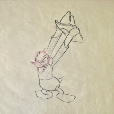 Disney Animation Cel Drawing Donald Duck #29 Firefighter Original Sketch