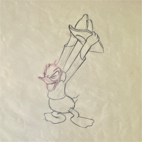 Disney Animation Cel Drawing Donald Duck #29 Firefighter Original Sketch