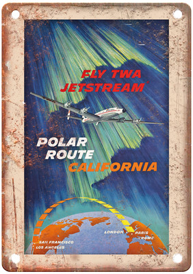 David Klein FLY JETSTREAM POLAR ROUTE Travel Poster Retro Look Sign T2628