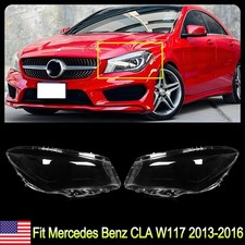 Pair Headlight Headlamp Lens Cover For Mercedes W117 Cla200 Cla250 Cla45 2013-16
