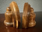 Vintage Mid Century Modern Art Deco  Myrtlewood Carved Bell Bookends RARE — photo 1
