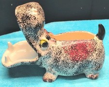 Vintage Hippo Ceramic Soap Sponge Holder & Planter Japan Unique Nice