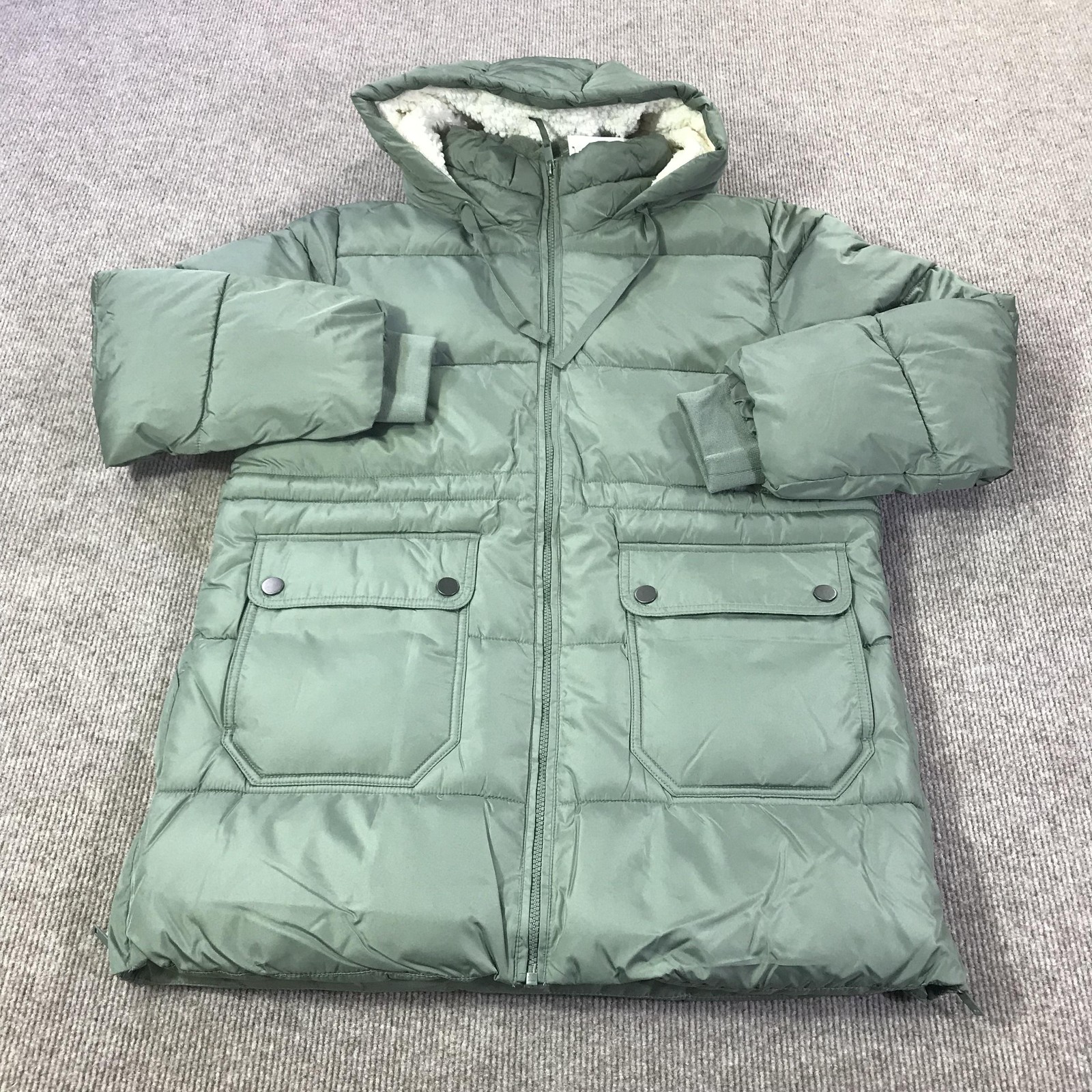 GAP Puffer Parka Jacket Womens Medium ColdControl Max Hooded Water Resistant image 2
