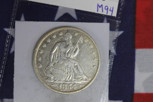 1854 Liberty Seated Half Dollar - Fine-Very Fine Condition - Cleaned (M94)