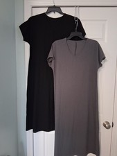 Slip on dress Lot of 2 Wms XL Black Gray Short Sleeve Gauze Material V Neck