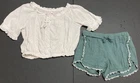 Girl's Justice & Old Navy Outfit Size 8 - White Top w/Olive Shorts EUC