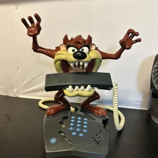 Vintage Taz Talking Animated Landline Telephone 2001 Warner Bros Telemania WORKS