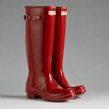NIB HUNTER BOOTS Women's Original Tall Gloss Rain Boots RED