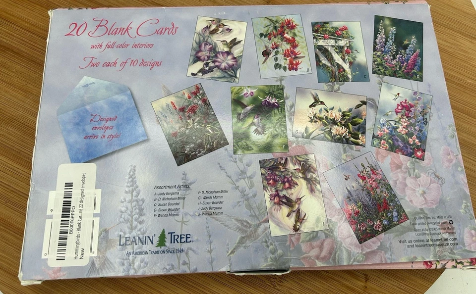 LEANIN TREE Hummingbirds CARD ASSORTMENT #90633~10 Designs 2 Each~Blank Inside~ - Image 2 of 2