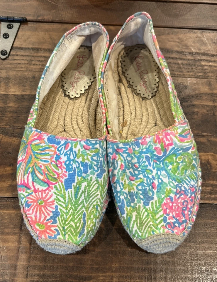 Alpargatas Lilly Pulitzer Lia Lovers Coral Pisas Mar Spray Azul Rosa ~ TALLA 10 Foto 2 de 4
