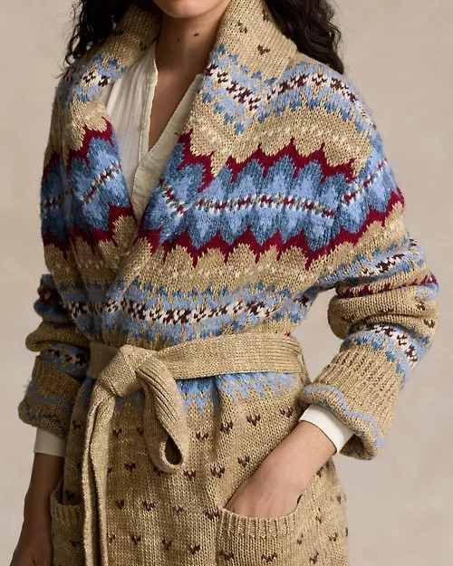 Polo RALPH LAUREN Wool Jacquard-Knit Belted Shawl Collar Cardigan Aztec RRP £795 image 3