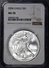 2006 $1 AMERICAN SILVER EAGLE UNCIRCULATED  1 oz .999 NGC MS 70 A6429
