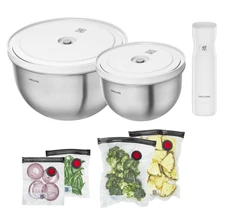 ZWILLING Fresh & Save BOWLS stainless steel / M/L Vacuum Starter Set, 9-pc