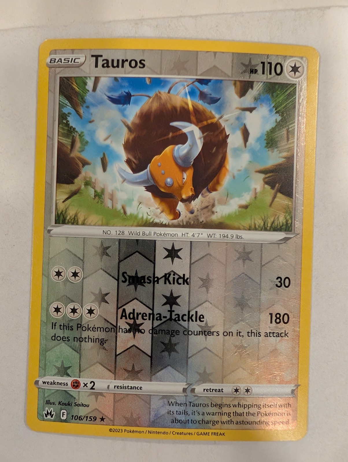 Tauros 106/159 - Crown Zenith Reverse Pokemon Holo Foil Nice!