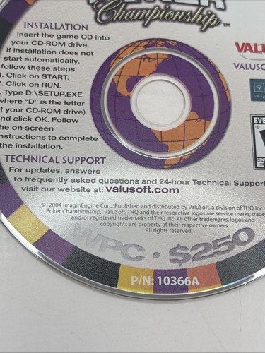 World Poker Championship CD-Rom Game Valusoft 2004 - Imagen 6 de 7