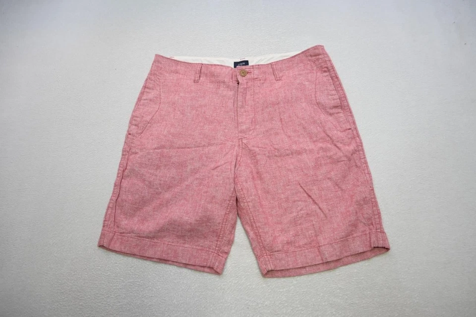 J Crew Linen Cotton Chino Shorts Marled Red/Pink Casual 9" INS Mens Size 34 - Image 2 of 4