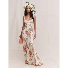 NWT Reformation Lecce Corsage Floral Maxi Dress Ivory Pink Size 8