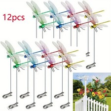 12Pcs Indoor  Outdoor Fake Dragonfly Rod Clip, Dragonfly Clip Bug Repellent, 3D