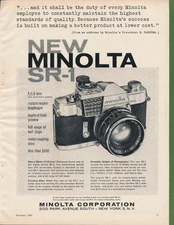 Magazine Ad - 1962 - MINOLTA Cameras - Model SR-1