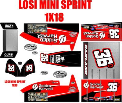 losi mini sprint, slider 1/18  wrap kit decal sticker DAVE DARLAND THEME