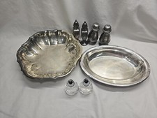 LOT VINTAGE SILVER PLATED TABLEWARE SERVE WARE and SALT AND PEPPER SHAKERS