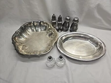 LOT VINTAGE SILVER PLATED TABLEWARE SERVE WARE and SALT AND PEPPER SHAKERS