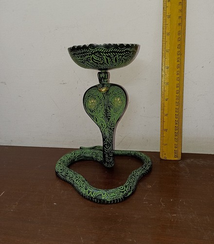 Python Serpent Statue Oil Diya Lamp Brass Reptiles Snake Sculpture Decor AJ181 - Picture 4 of 12