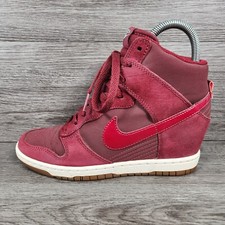 Nike Sky Hi Dunk Red Maroon Suede Hidden Wedge Trainers Shoes Size UK 4 