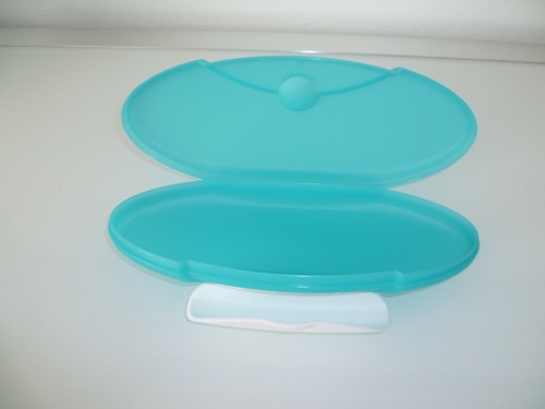 Étui Rigide Tupperware Turquoise - Pour Lunettes, Crayons Ou Maquillage, Neuf Sous Emballage