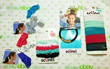 Scunci Scrunchies Elastics Bendini Hair Clips  Knotted Ponytailers Greens Pinks