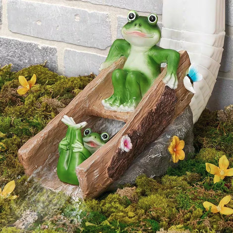 Playful Frog Duo Downspout Cover Extension Statue Garden Rain Gutter Sculpture - Image 3 of 4