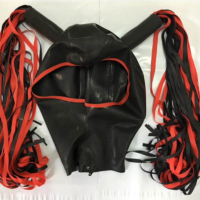 Latex Hood Open Face with Double Latex Wigs Handmade Performance Rubber Mask - Image 2 of 4