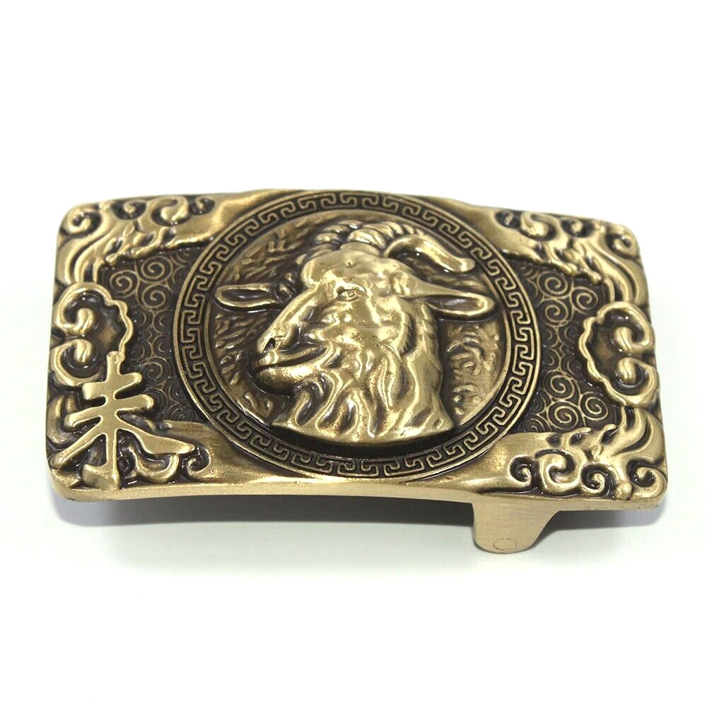 Fibbie per cintura in ottone massiccio per capra fibbia per cintura con perno a lingua adatta per cintura da 1,5 pollici