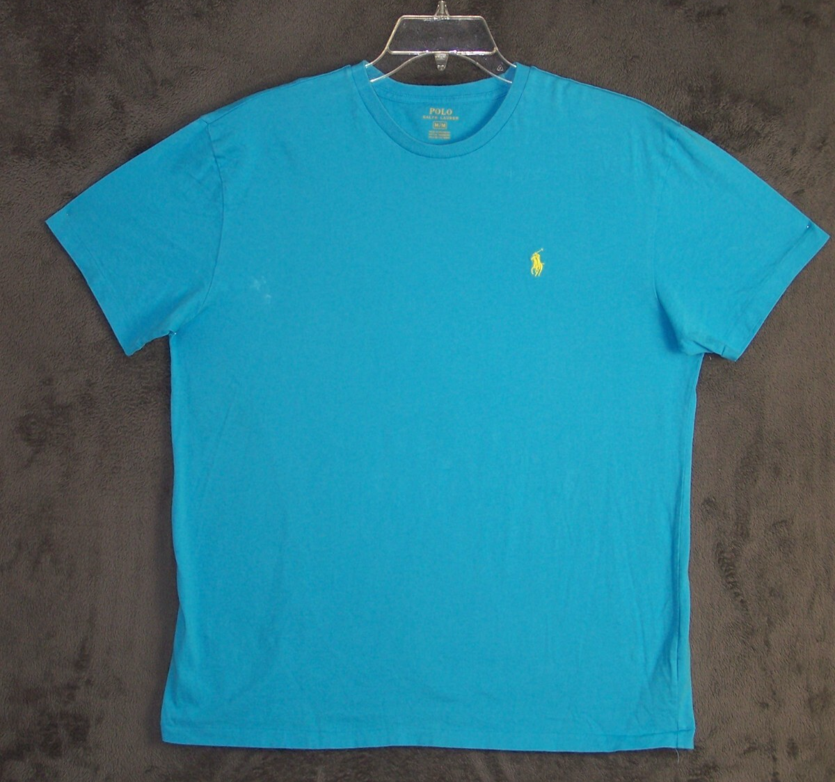 Camicia Ralph Lauren adulto blu medio ricamo pony logo cotone SS casual uomo