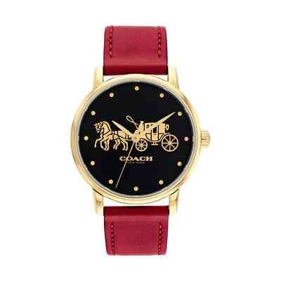 Coach Grand Watch With 36mm 14503848 With Golden Carriage & Red