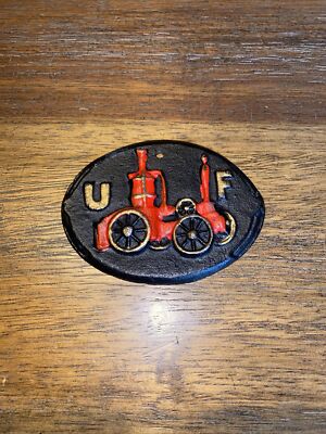 Vintage Cast Iron UF United Firefighter Insurance Steam Fire