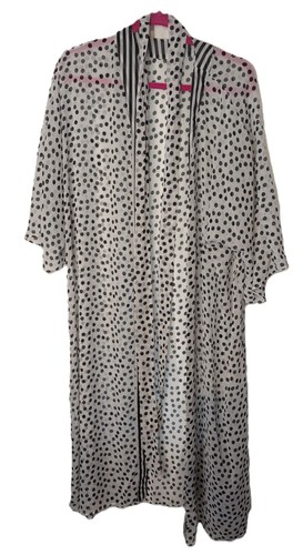 No Boundaries Large Robe White Black Spots Translucent Duster Light w Belt - Picture 8 of 9