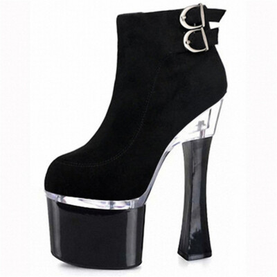 Women's Shallow Mouth Round Toe High Heels Ladies Thick Heels Super High Heels