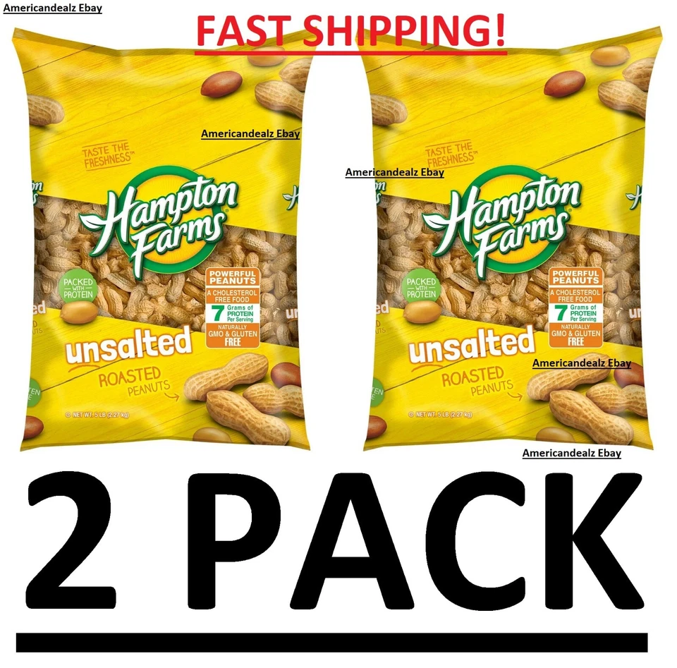 2 PACK Hampton Farms Unsalted In-Shell Peanuts 10 lbs. TOTAL - FAST SHIPPING - Image 3 of 3