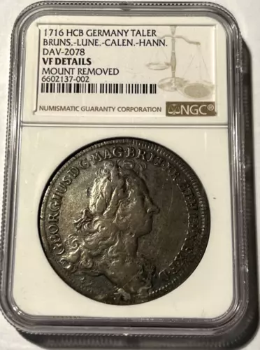 1716 HCB Germany Taler Bruns-Lune-Calen-Hann DAV-2078 VF Details NGC
