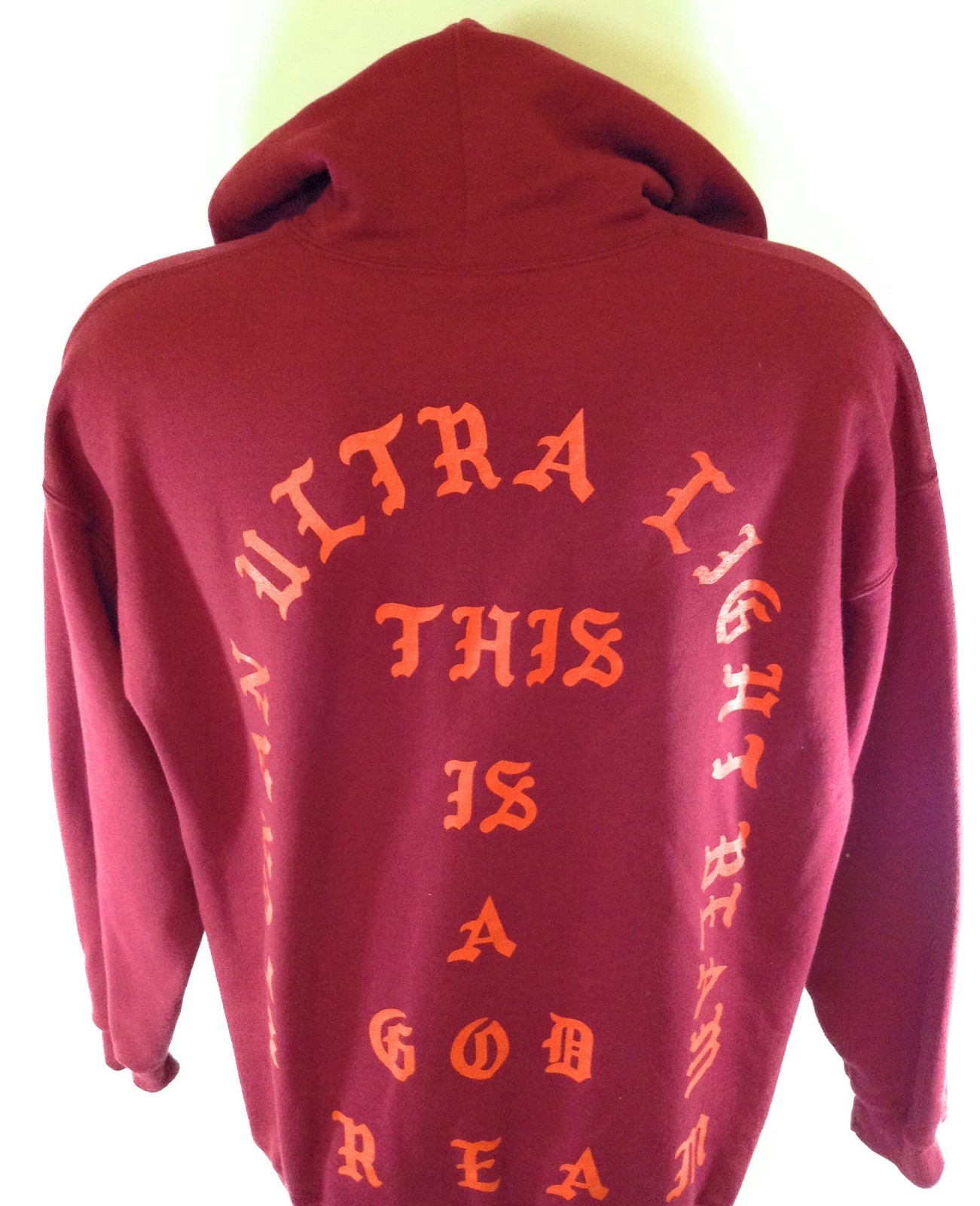 USED Mens Kanye West Yeezus I Feel Like Pablo Maroon Pullover Hoodie Rare XL