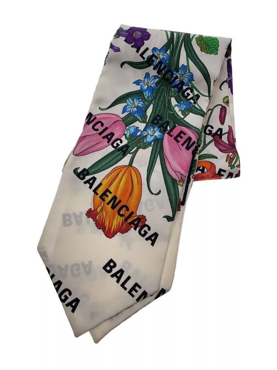 Foulard femme GUCCI soie blanche à fleurs occasion